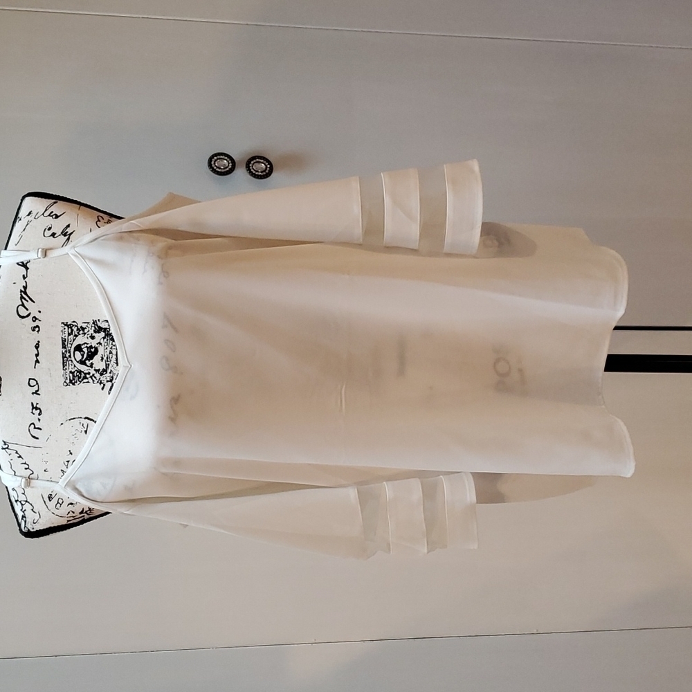 Womens White Off Shoulder Blouse Oversized Bell Sleeves  Sz.Large